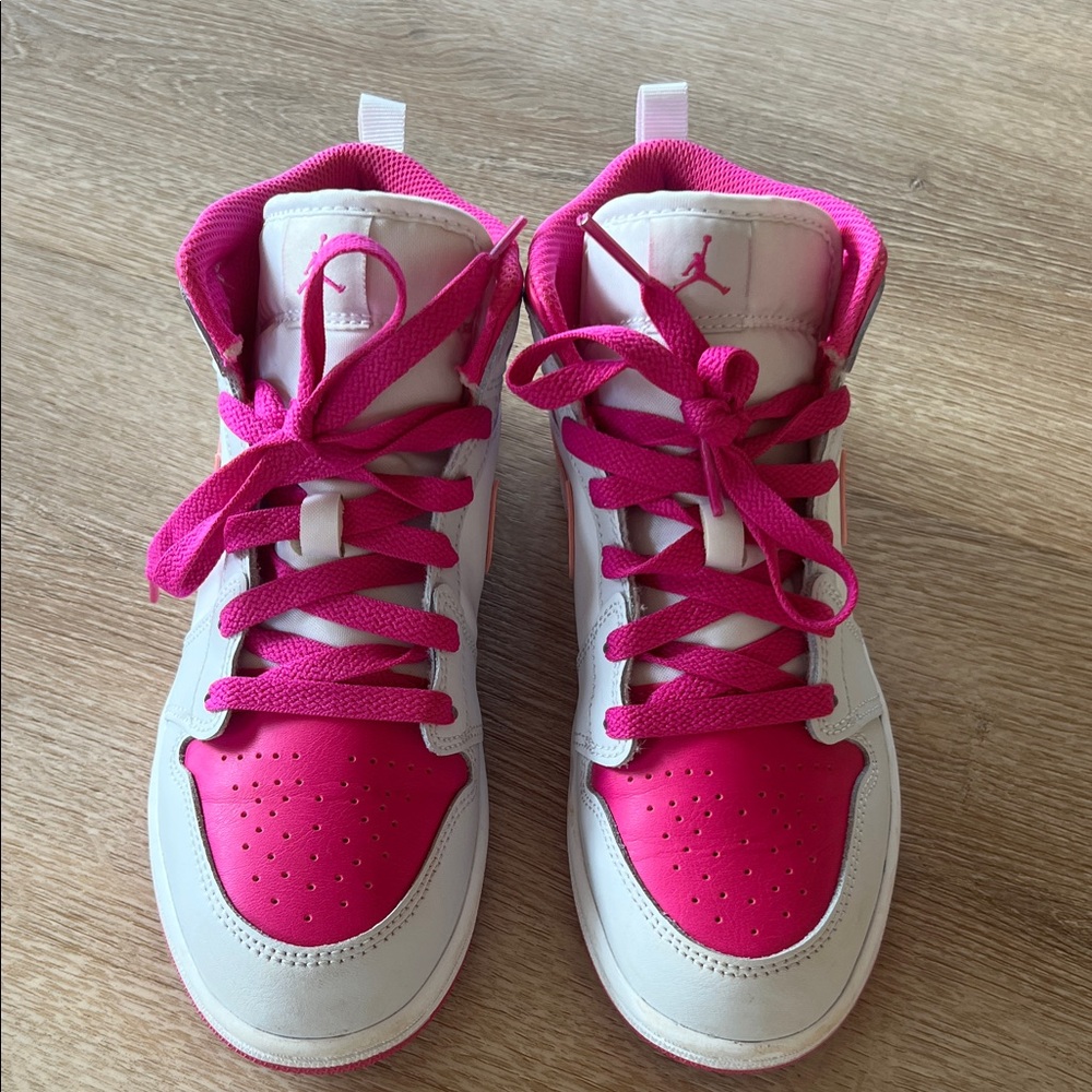 Girls Pink and White Nike Sneakers